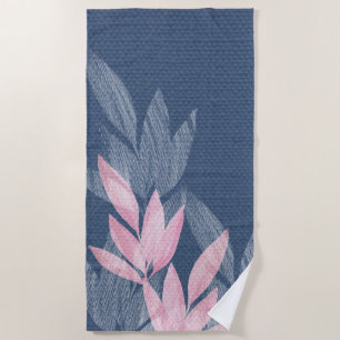 Pink And Punk Abstract Navy Pink Watercolor Beach Towel