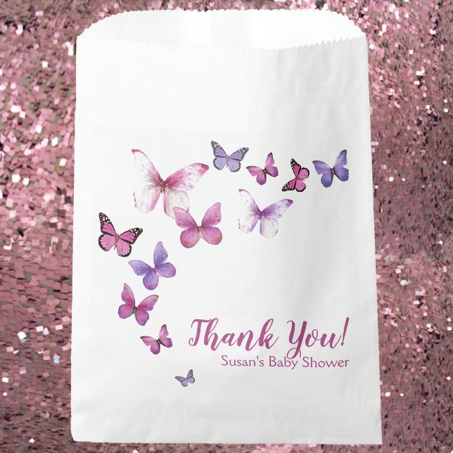 Pink and Purple A Little Butterfly Baby Shower  Favour Bags (Creator Uploaded)