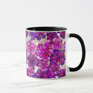 Pink And Purple Abstract Flowers Pattern Mug
