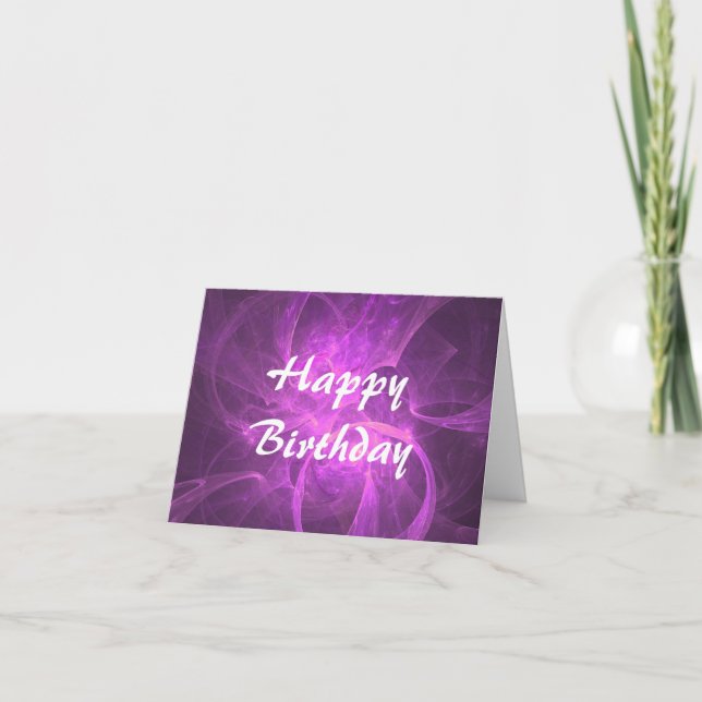 Pink and Purple Abstract Fractal Birthday Card (Front)