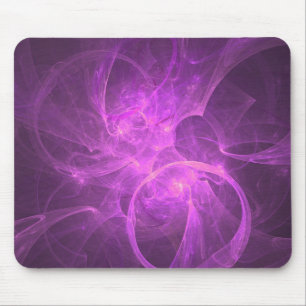 Pink and Purple Abstract fractal with Circles Mouse Mat