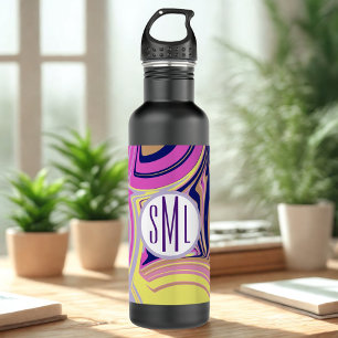 Pink and Purple Abstract Monogram 710 Ml Water Bottle