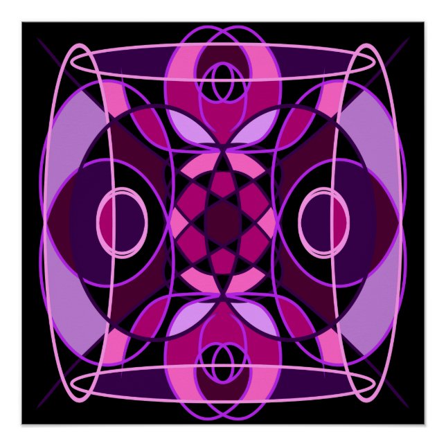 Pink and purple abstract mosaic tile poster (Front)