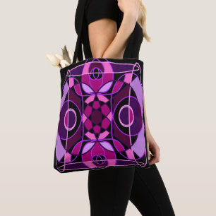 Pink and purple abstract mosaic tile tote bag