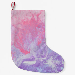 PINK AND PURPLE ABSTRACT PAINTING SMALL CHRISTMAS STOCKING