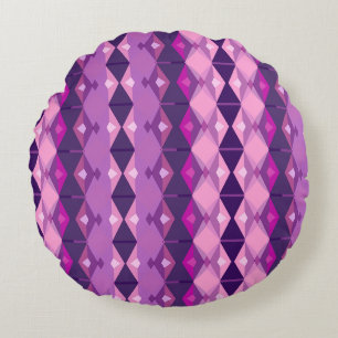 Pink and purple abstract shapes pattern Round Cushion