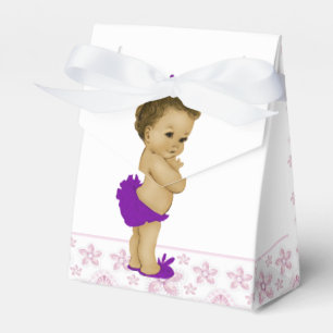 Pink and Purple African American Baby Girl Shower Favour Box