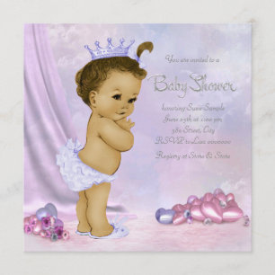 Pink and Purple African American Baby Girl Shower Invitation