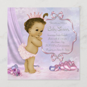 Pink and Purple African American Baby Girl Shower Invitation