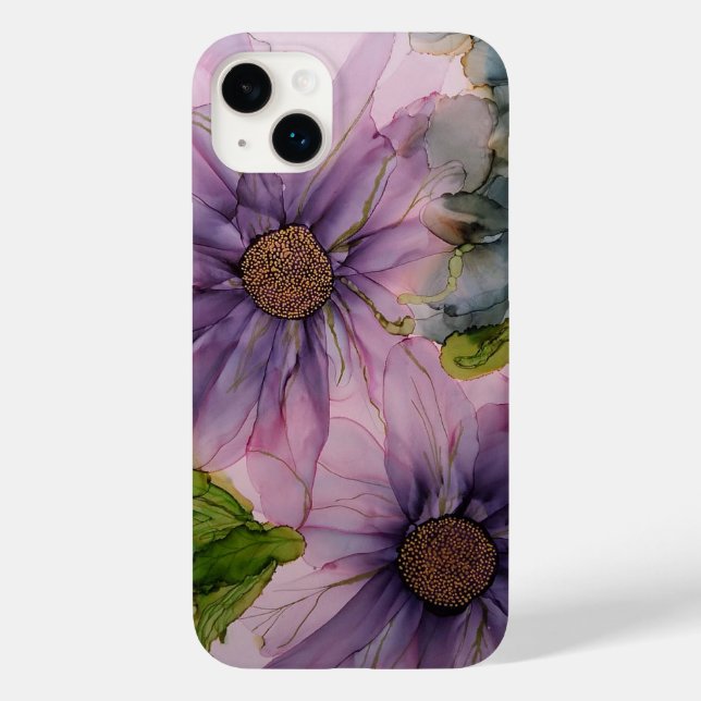 pink and purple alcohol ink flower Case-Mate iPhone case (Back)