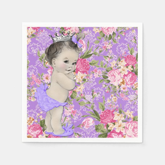 Pink and Purple Baby Shower Napkin (Front)