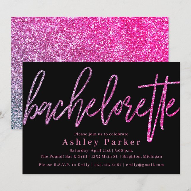Pink and Purple Bachelorette Party Invitation (Front/Back)