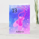 Pink and Purple Ballet 13th Birthday Card<br><div class="desc">Beautiful watercolor bokeh purple and pink ballet 13th birthday which you can easily personalise the front with her name. Please see all photos. This personalised ballet 13th birthday card would make a unique keepsake for her.</div>