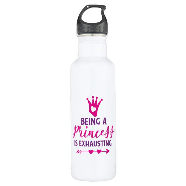 Pink and Purple Being a Princess is Exhausting 710 Ml Water Bottle (Front)