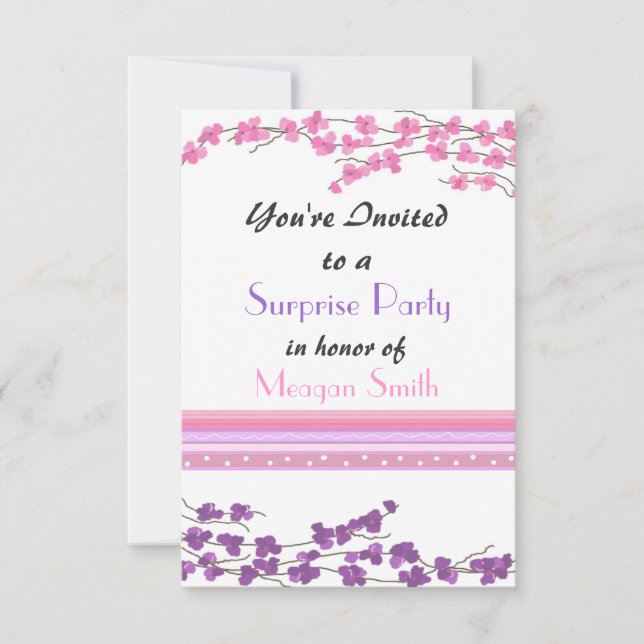 Pink and Purple Blossom Party Invitation (Front)