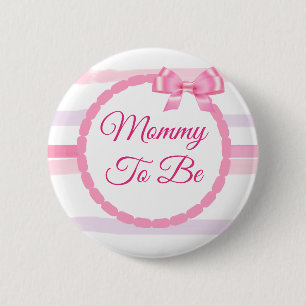 Pink and Purple Bow  Mummy to be Baby Shower 6 Cm Round Badge