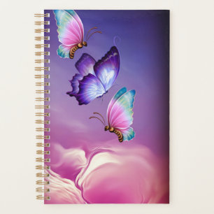 Pink and purple butterflies small planner