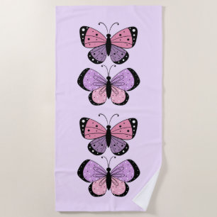 Pink and Purple Butterfly  Beach Towel