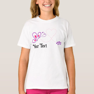 Pink and Purple Butterfly Heart Customized T-Shirt