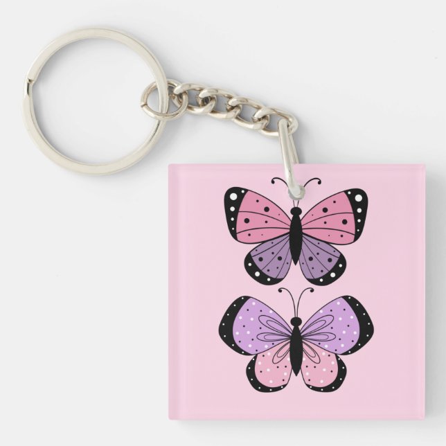 Pink and Purple Butterfly  Key Ring (Front)