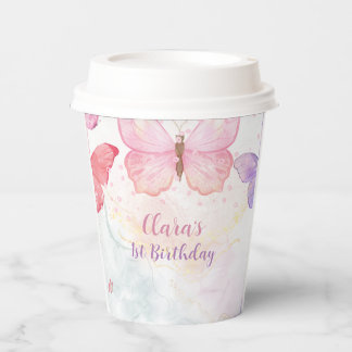 Pink and Purple Butterfly Paper cup