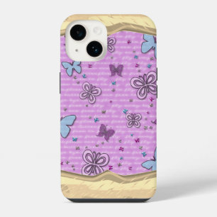Pink And Purple Butterfly Pattern iPhone 14 Case