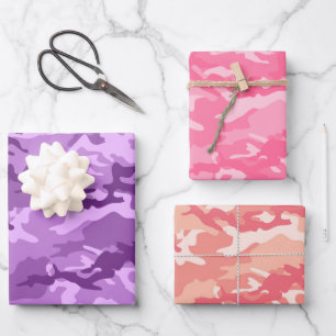 Pink and Purple Camo Camouflage Wrapping Paper Sheet