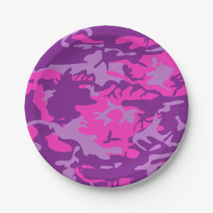 Pink and Purple Camo Paper Plate