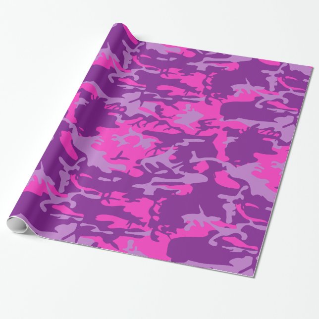 Pink and Purple Camo Wrapping Paper (Unrolled)