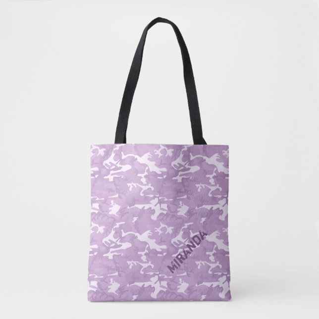 Pink and Purple Camouflage Tote with Name (Front)