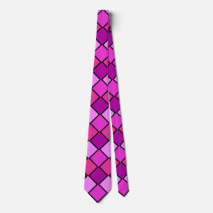 Pink and Purple Checked Necktie