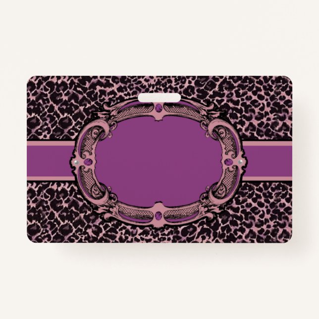 Pink and Purple Cheetah Print Badge ID Badge (Front)