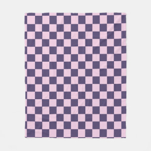 Pink And Purple Chequerboard Fleece Blanket