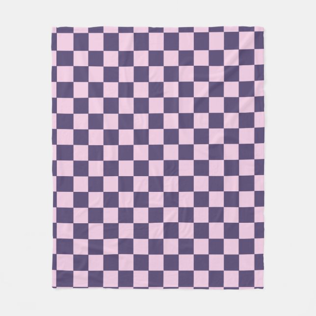 Pink And Purple Chequerboard Fleece Blanket (Front)