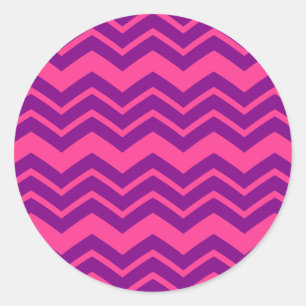 Pink and Purple Chevron Pattern Design Classic Round Sticker