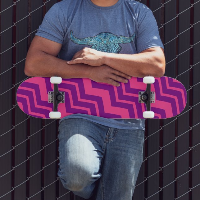 Pink and Purple Chevron Pattern Design  Skateboard (Outdoor 3)