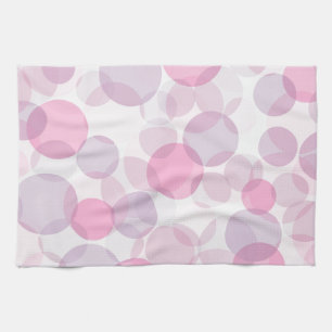 Pink and purple circles pattern tea towel