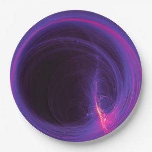 Pink and Purple Circular Abstract Design Paper Plate