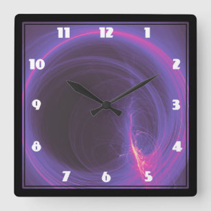 Pink and Purple Circular Abstract Design Square Wall Clock
