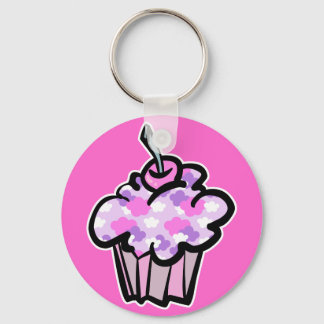 pink and purple clouds cupcake key ring