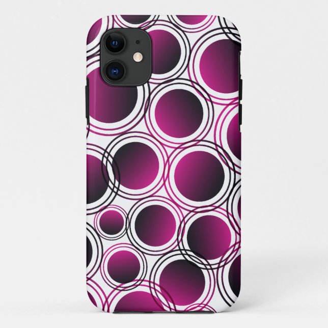 Pink and Purple Concentric Circle Modern Abstract Case-Mate iPhone Case (Back)
