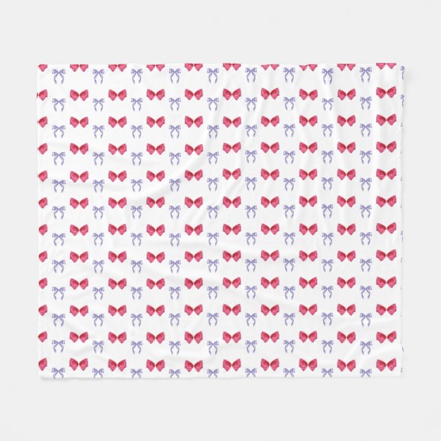 Pink and Purple Coquette Bows Fleece Blanket (Front (Horizontal))