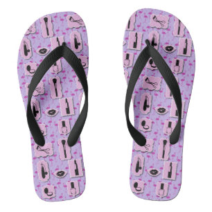 Pink and Purple Cosmetics makeup Flip Flops