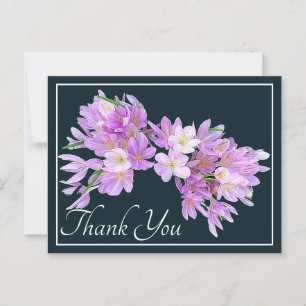 Pink and Purple Crocuses Grey Backdrop Thank You Postcard