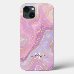 Pink And Purple Crystal Marble Iridescent Agate C iPhone 13 Case