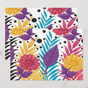 Pink and purple cut flowers with intricate petals invitation
