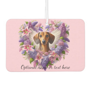 Pink and Purple Dachshund Floral Heart Car Air Freshener