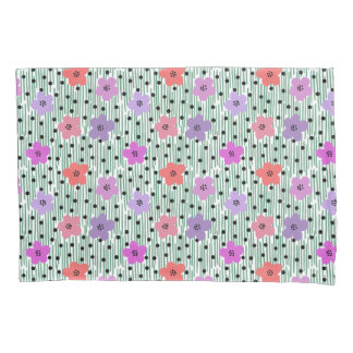 Pink and purple daisy floral print pillowcase