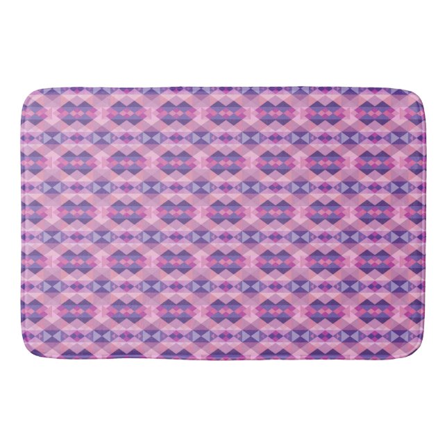  Pink and purple diamond Geometric shapes pattern Bath Mat (Front)