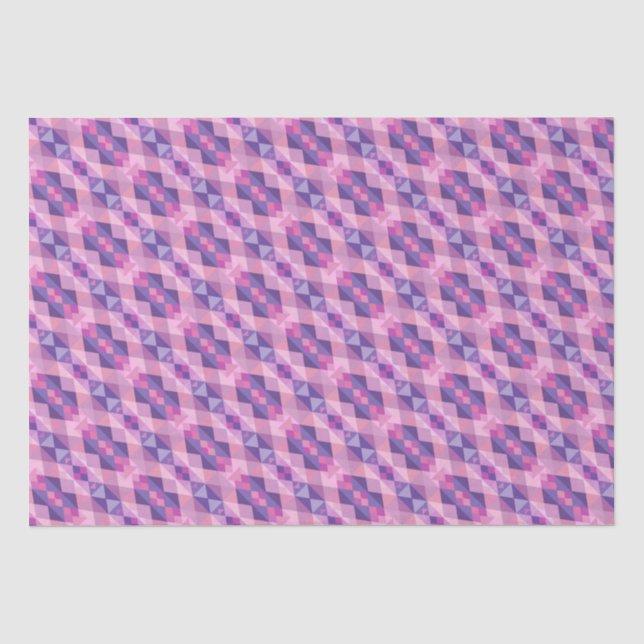  Pink and purple diamond Geometric shapes pattern Tissue Paper (Front)